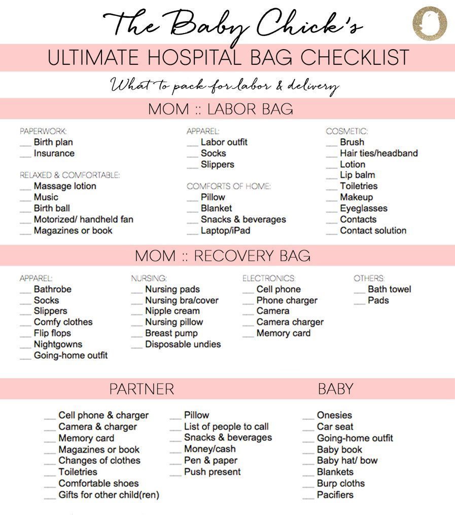 Hospital Bag Checklist for mom